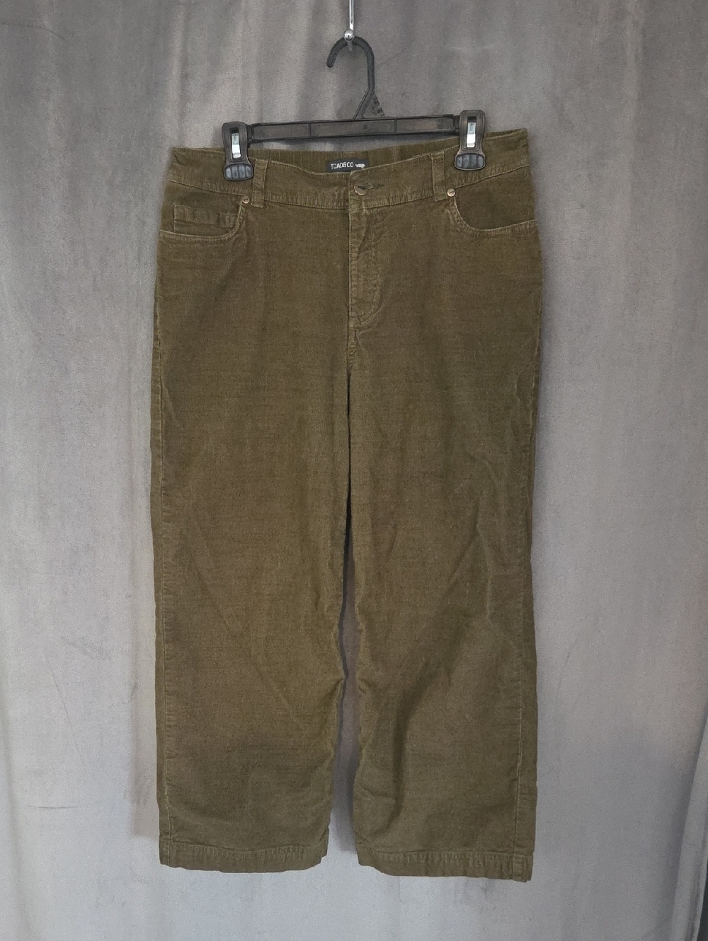 Toad&Co Size 10 Olive Corduroy Wide-Leg Ankle Pants